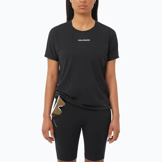 Zdjęcie produktu Koszulka do biegania damska Salomon Sense Aero SS Tee GFX deep black