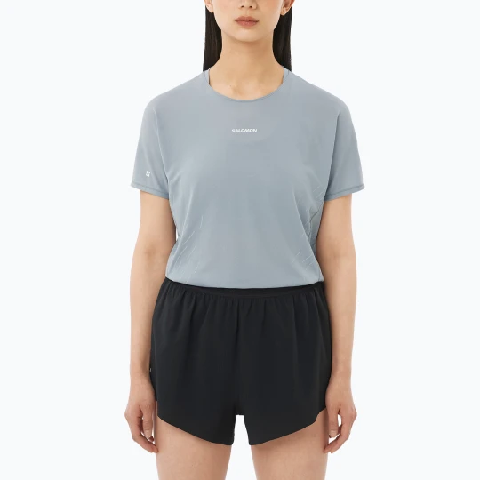 Zdjęcie produktu Koszulka do biegania damska Salomon Sense Aero SS Tee GFX trade winds Szary