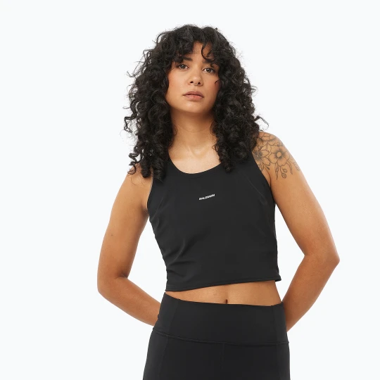 Zdjęcie produktu Koszulka do biegania damska Salomon SHAKEout Bliss Tanklette deep black