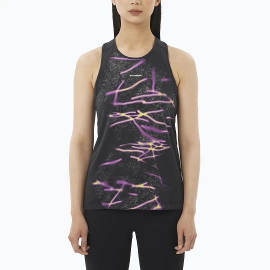 Zdjęcie produktu Koszulka do biegania damska Salomon Shakeout Core Tank GFX deep black