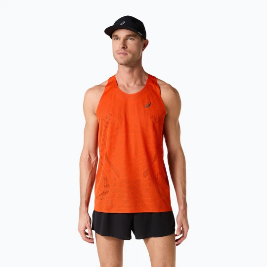Zdjęcie produktu Koszulka do biegania męska ASICS Metarun Singlet cherry tomato Pomarańczowy