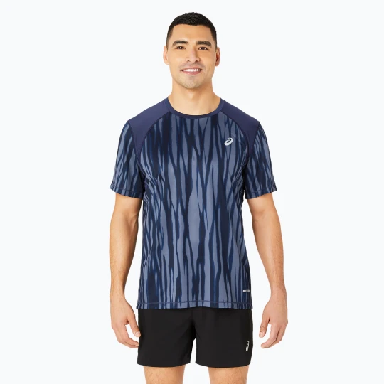 Zdjęcie produktu Koszulka do biegania męska ASICS Road All Over Print Top blue expanse/midnight Granatowy