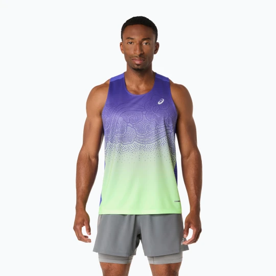 Zdjęcie produktu Koszulka do biegania męska ASICS Road Fade Singlet cobalt burst/illuminate green Niebieski