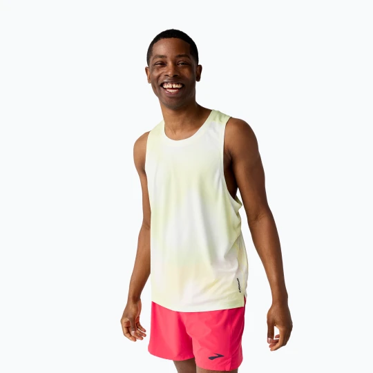 Zdjęcie produktu Koszulka do biegania męska Brooks Dash Singlet Printed Sleevlees euphoryc luminary Biały