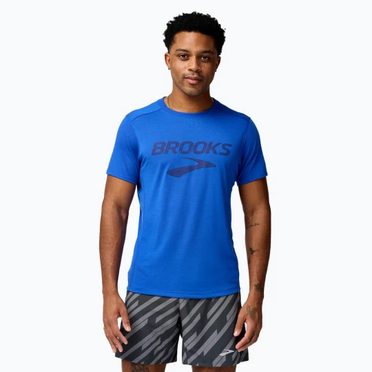 Zdjęcie produktu Koszulka do biegania męska Brooks Distance 3.0 neo blue / brooks logo