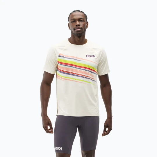 Zdjęcie produktu Koszulka do biegania męska HOKA Race Day alabaster flare Beżowy