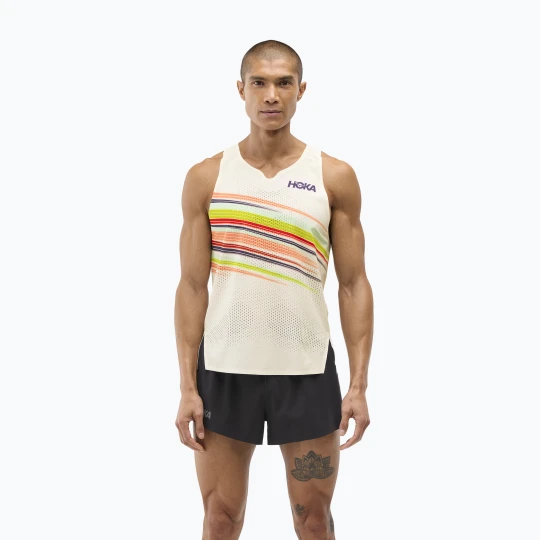 Zdjęcie produktu Koszulka do biegania męska HOKA Race Day Singlet alabaster flare Beżowy