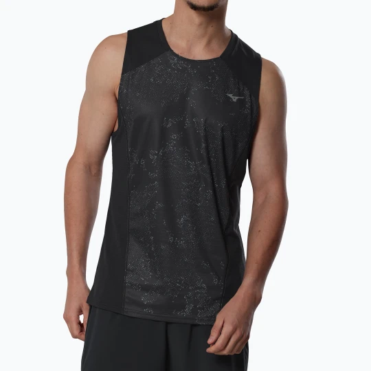 Zdjęcie produktu Koszulka do biegania męska Mizuno Active DryAeroFlow Graphic Tank Top black / gray