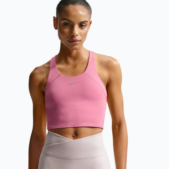 Zdjęcie produktu Koszulka do biegania damska Nike Tempo Medium Support Cropped Sports Bra peony Różowy