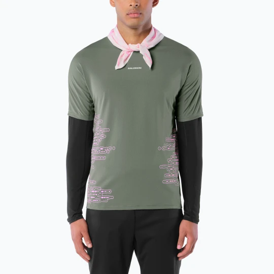 Zdjęcie produktu Koszulka do biegania męska Salomon Sense Aero GFX Tee SS castor gray / pink frosting Szary