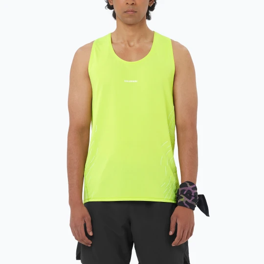Zdjęcie produktu Koszulka do biegania męska Salomon Sense Aero Singlet GFX acid lime Żółty