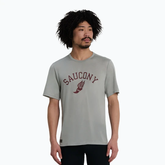 Zdjęcie produktu Koszulka do biegania męska Saucony Stopwatch light grey heather