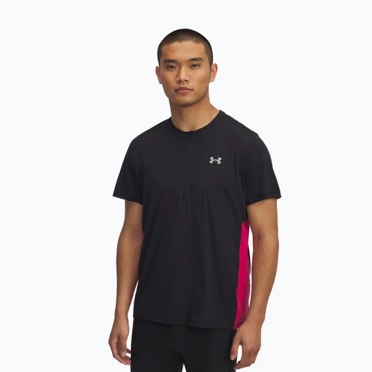 Zdjęcie produktu Koszulka do biegania męska Under Armour Trail Run Zip black / shaded fuchsia / reflective