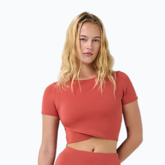 Zdjęcie produktu Koszulka do jogi damska Sweaty Betty All Day Wrap terrazzo red