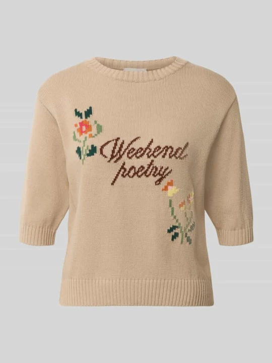 Zdjęcie produktu Koszulka dzianinowa o kroju regular fit z mieszanka bawełny model 'FIACRE' Weekend Max Mara Piaskowy