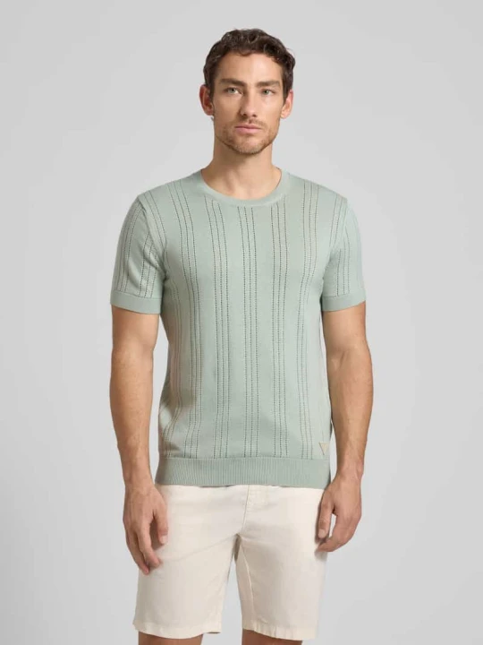 Zdjęcie produktu Koszulka dzianinowa z mieszanki wiskozy i bawełny model 'LINDON' Guess Miętowy