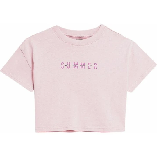 Zdjęcie produktu Koszulka dziewczęca crop top 4FJSS23TTSHF393 4F Różowy