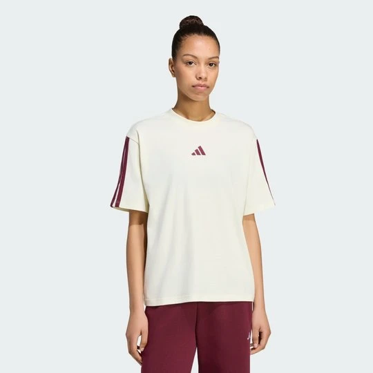 Zdjęcie produktu Koszulka Essentials 3-Stripes Boyfriend Adidas beżowy