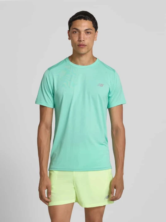 Zdjęcie produktu Koszulka funkcyjna z okrągłym dekoltem i logo New Balance Neonowy zielony