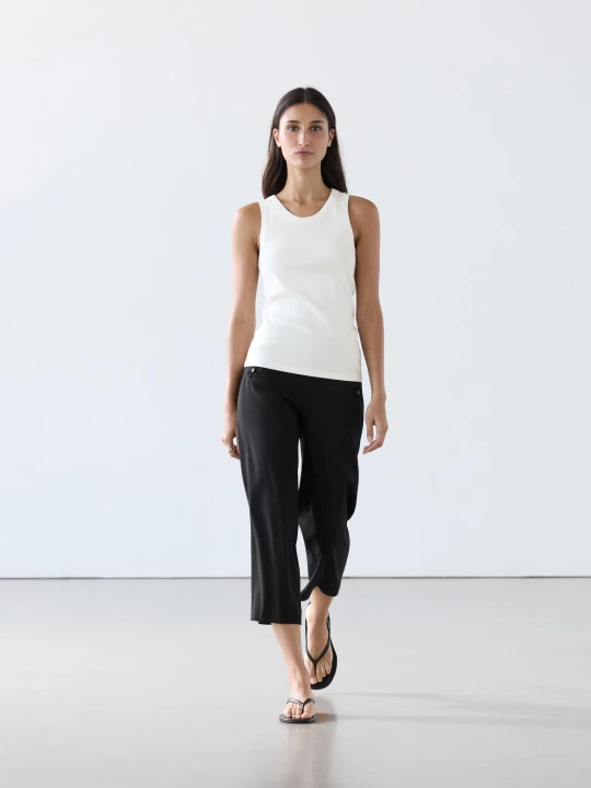 Zdjęcie produktu Koszulka Halter Z Mieszanki Bawełny - Biały - Massimo Dutti - Female