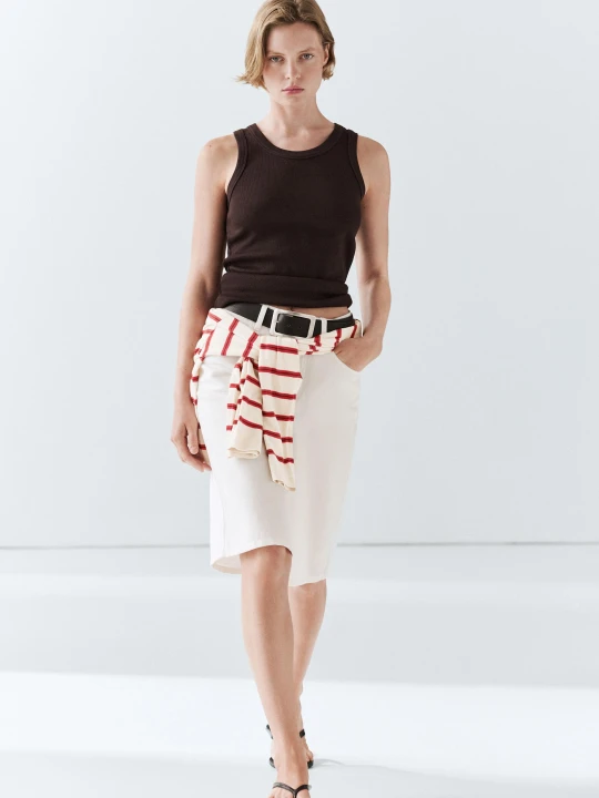 Zdjęcie produktu Koszulka Halter Z Mieszanki Bawełny - Brązowy - Massimo Dutti - Female
