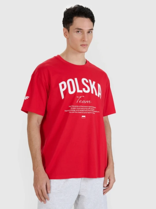 Zdjęcie produktu Koszulka kibicowska uniseks 4F 4FRMM00TTSHU2949 - czerwona