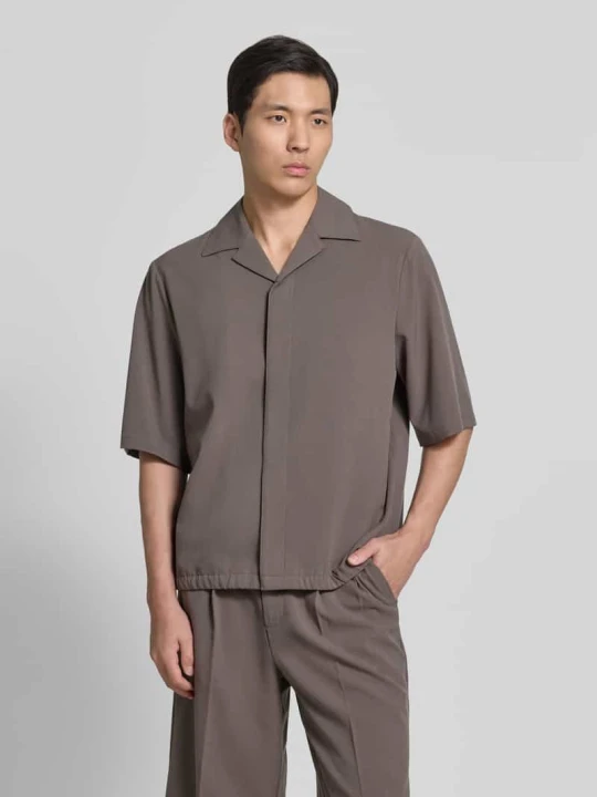 Zdjęcie produktu Koszulka-kurtka o kroju relaxed fit z kołnierzem z połami lindbergh Khaki
