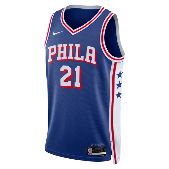 Zdjęcie produktu Koszulka męska Nike Dri-FIT NBA Swingman Joel Embiid Philadelphia 76ers Icon Edition - Niebieski