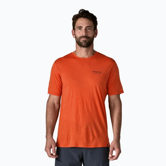 Zdjęcie produktu Koszulka męska Patagonia Cap Cool Merino Blend Graphic Shirt heritage header / coal orange