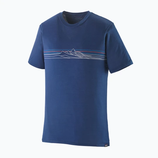Zdjęcie produktu Koszulka męska Patagonia Cap Cool Merino Blend Graphic Shirt strata stripe / clement blue Granatowy