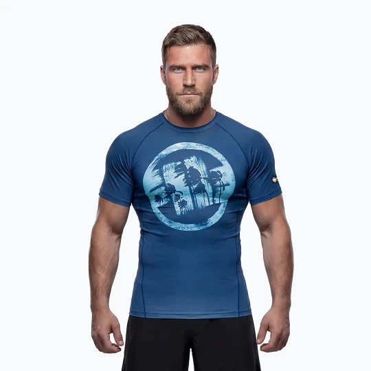 Zdjęcie produktu Koszulka męska Pitbull Rashguard Logo Palms blue