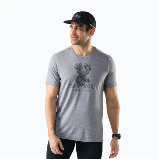 Zdjęcie produktu Koszulka męska Smartwool Moose Mode Active Graphic Tee SS light gray heather Szary