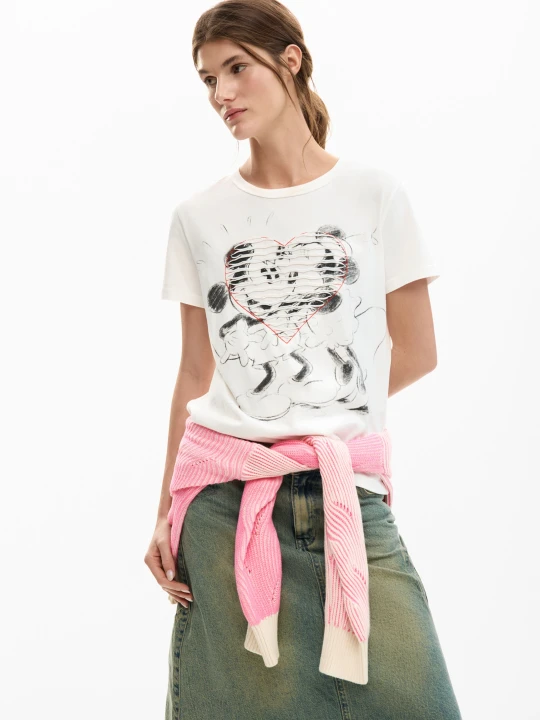 Zdjęcie produktu Koszulka Mickey i minnie Mouse™ serce Desigual biały