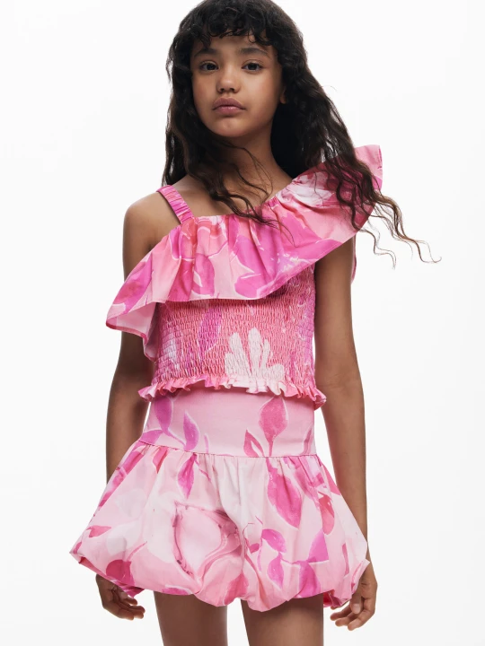 Zdjęcie produktu top z kwiatowym wzorem peplum Desigual czerwony