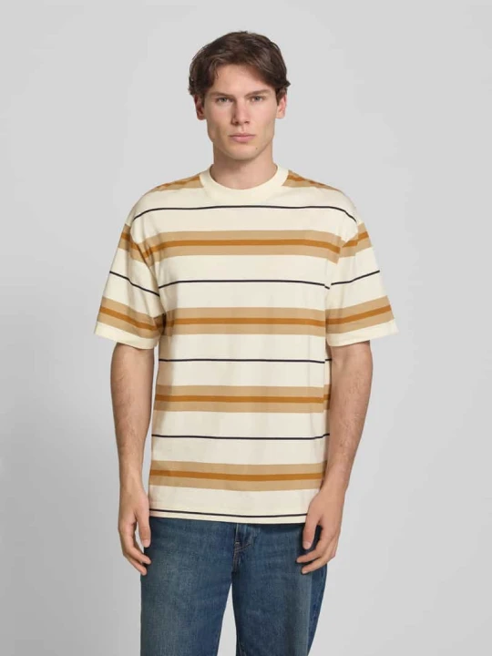 Zdjęcie produktu Koszulka o kroju oversized z czystej bawełny model 'NIVARSI' Hugo Beżowy