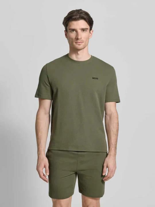 Zdjęcie produktu męski t-shirt o kroju regular fit z mieszanka bawełny model 'WAFFLE' Boss Oliwkowy