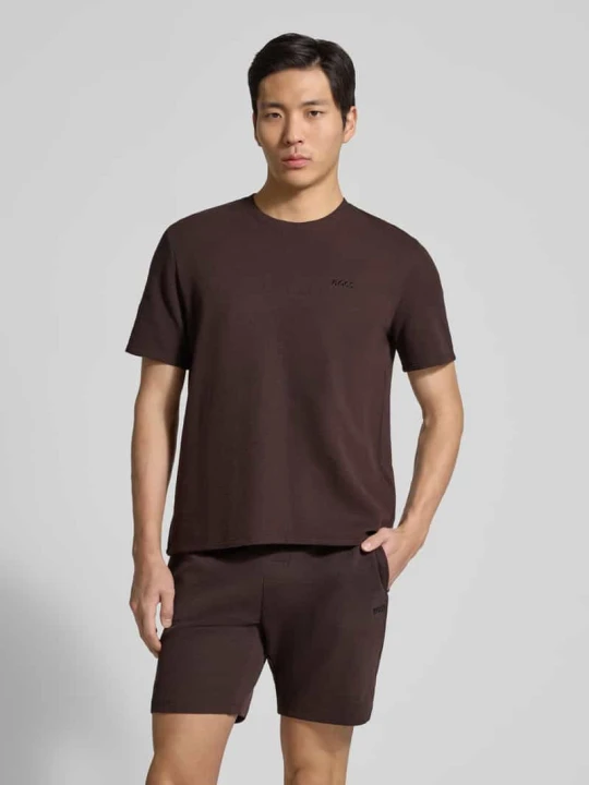 Zdjęcie produktu męski t-shirt o kroju regular fit z mieszanka bawełny model 'WAFFLE' Boss Średniobrązowy