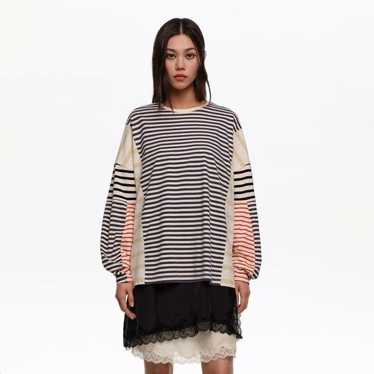 Zdjęcie produktu Koszulka oversize paski wielobarwna BIMBA Y LOLA NAVY