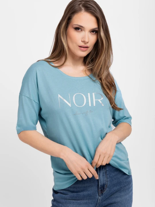 Zdjęcie produktu Koszulka oversize z napisem T-ICON Volcano Turkusowy
