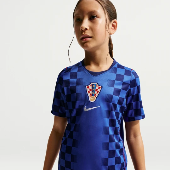 Zdjęcie produktu Koszulka piłkarska dla dużych dzieci Nike Dri-FIT Chorwacja Stadium 2026 (wersja wyjazdowa) – replika - Niebieski