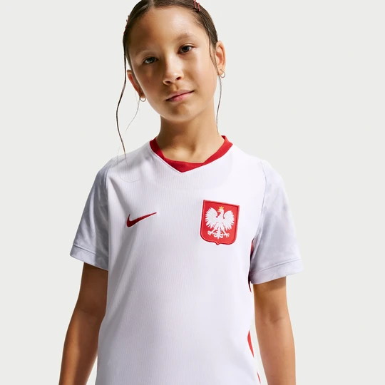 Zdjęcie produktu Koszulka piłkarska dla dużych dzieci Nike Dri-FIT Polska Stadium 2026 (wersja domowa) – replika - Biel