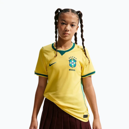 Zdjęcie produktu Koszulka piłkarska dziecięca Nike Brazil 2026 Stadium Home Soccer Replica canary / light menta / geode teal Żółty