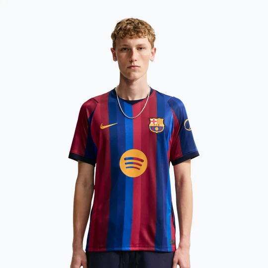 Zdjęcie produktu Koszulka piłkarska męska Nike FC Barcelona Dri-Fit Stadium Home deep garnet/blue void/mineral yellow