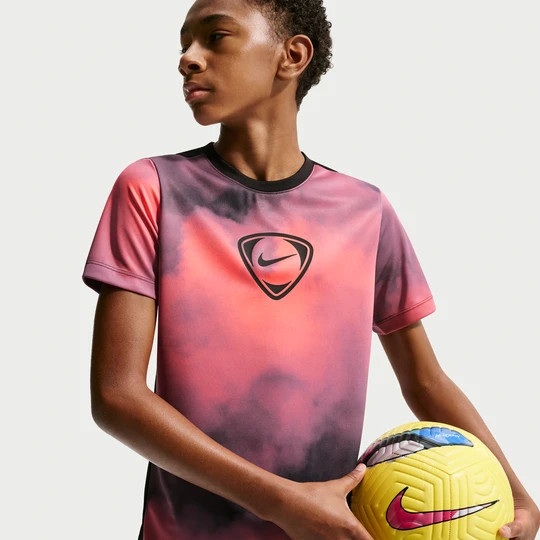 Zdjęcie produktu Koszulka piłkarska z krótkim rękawem dla dużych dzieci Nike Academy+ - Różowy