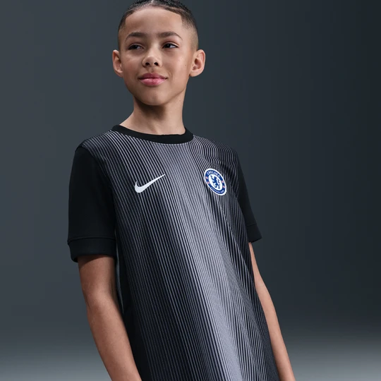 Zdjęcie produktu Koszulka piłkarska z krótkim rękawem dla dużych dzieci Nike Dri-FIT Chelsea F.C. Stadium Goalkeeper 2025/26 – replika - Czerń