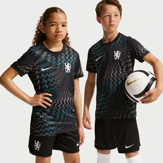 Zdjęcie produktu Koszulka piłkarska z krótkim rękawem dla dużych dzieci Nike Dri-FIT Chelsea F.C. Stadium Goalkeeper 2026/27 – replika - Czerń
