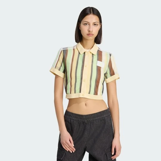 Zdjęcie produktu KOSZULKA POLO ADIDAS ORIGINALS SUMMER GLOW STRIPED CROPPED Easy Yellow