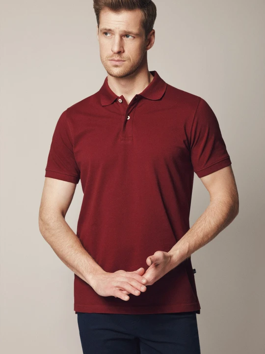Zdjęcie produktu Koszulka Polo Bawełniana Bordowa Jakob Lancerto