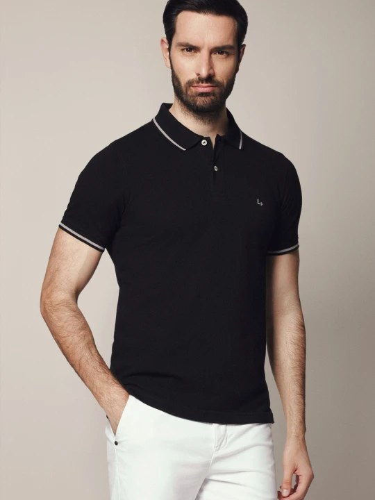 Zdjęcie produktu Koszulka Polo Bawełniana Czarna Morty Lancerto