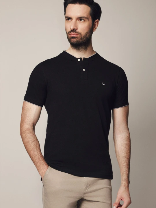 Zdjęcie produktu Koszulka Polo Bawełniana Czarna Robbie Lancerto
